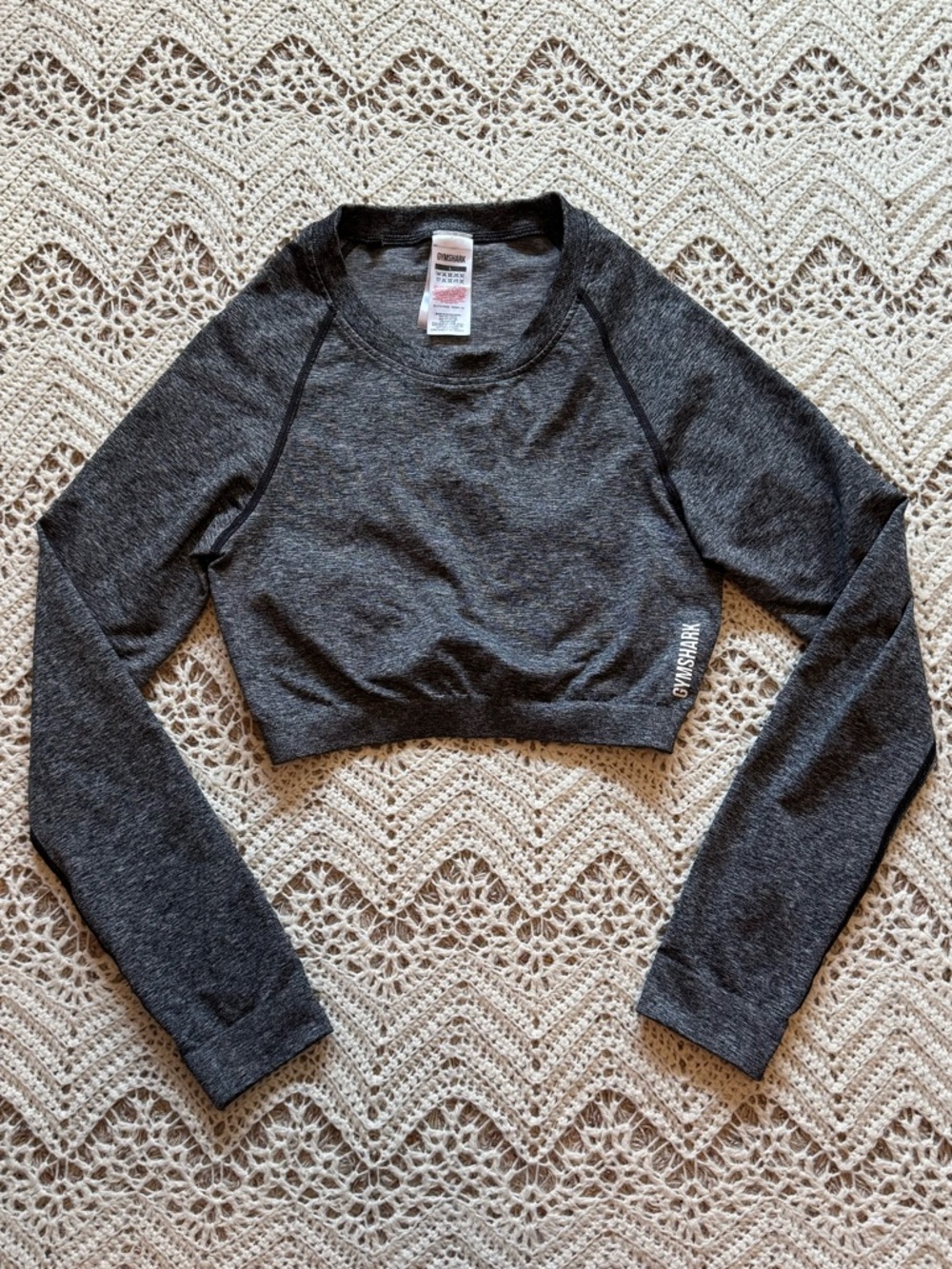 Gymshark Adapt Marl Seamless Long Sleeve Crop Top - Grey Workout Compression